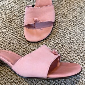 Mid heel slide, Soft pink nubuck